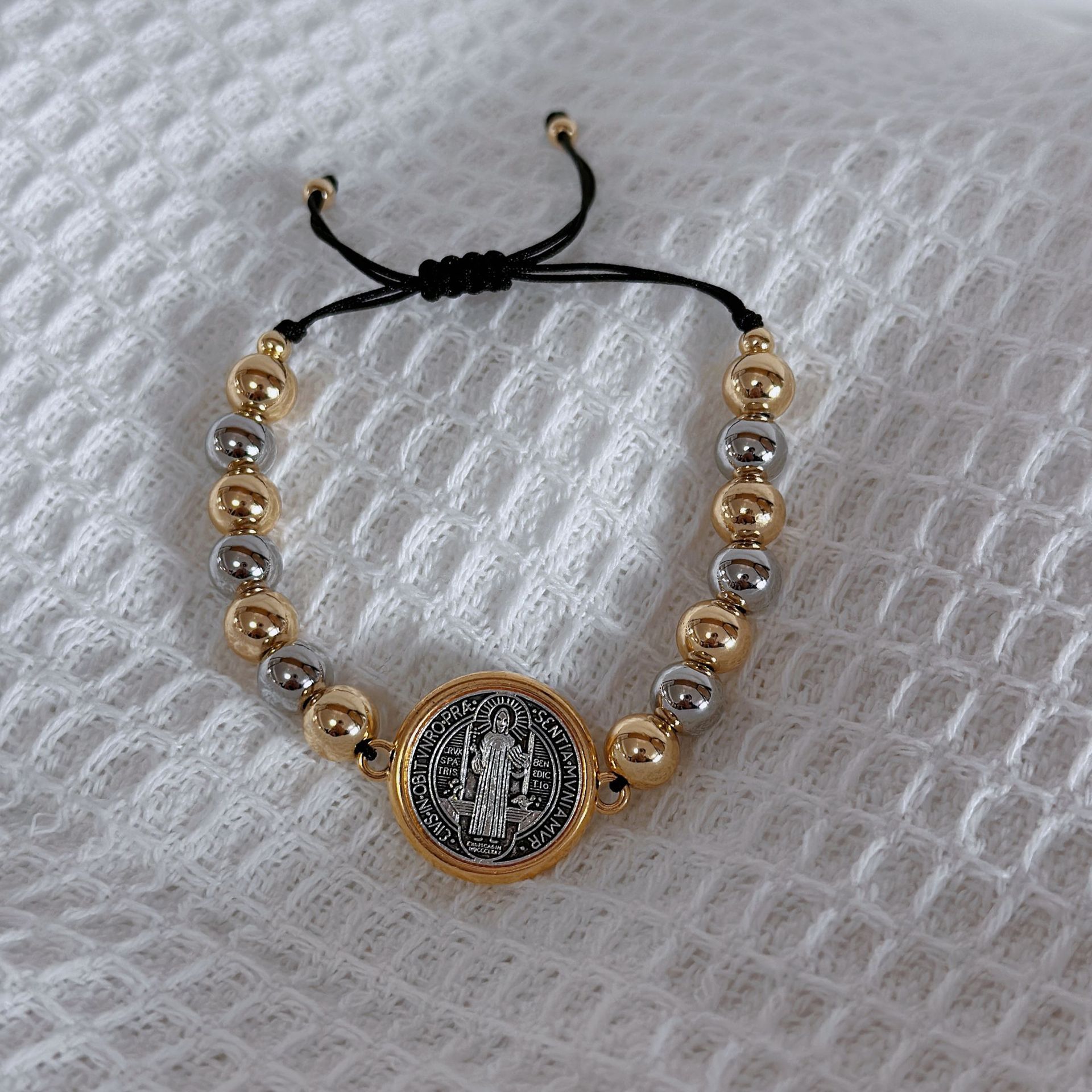 Europe And The United States Foreign Trade Cross-Border Hot Sales Of New Saint Benedict Bracelet Couple String Beaded Woven Bracelet Manufacturers Wholesale Application Scenario