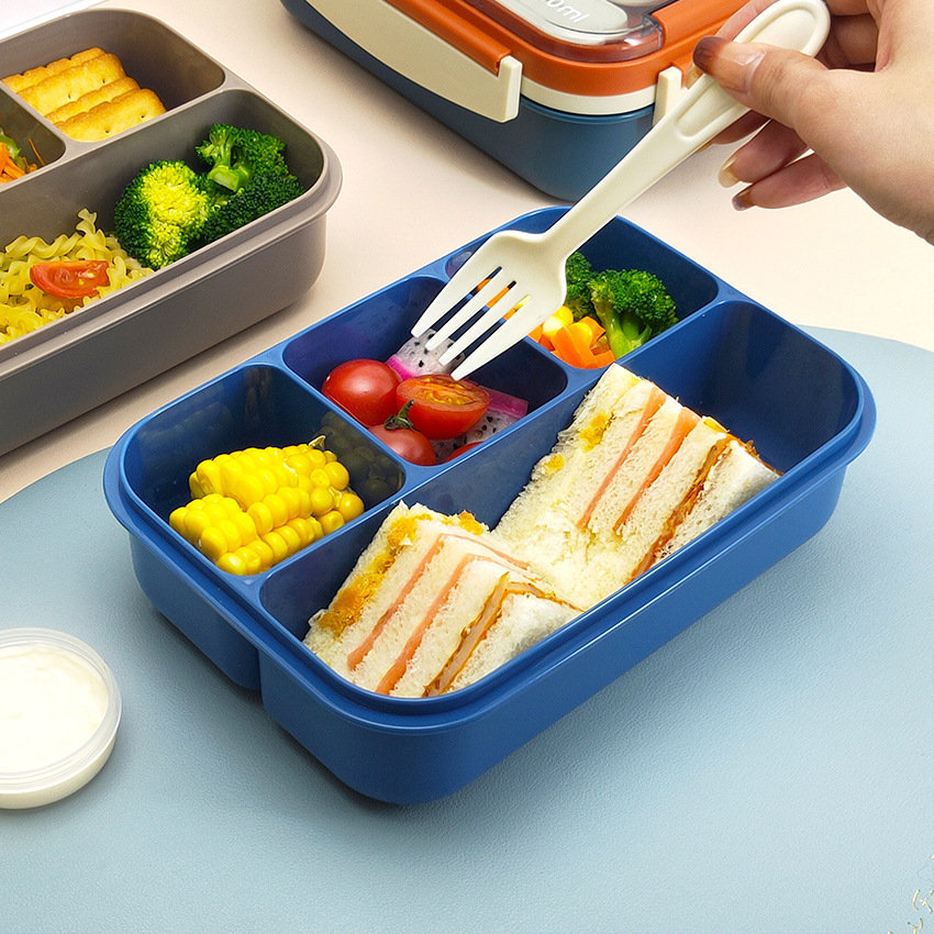 Plastic Lunch Box Students Portable Compartments Single-Layer Bento Box Office Workers Can Microwave Lunch Box Cross-Border Amazon details Picture