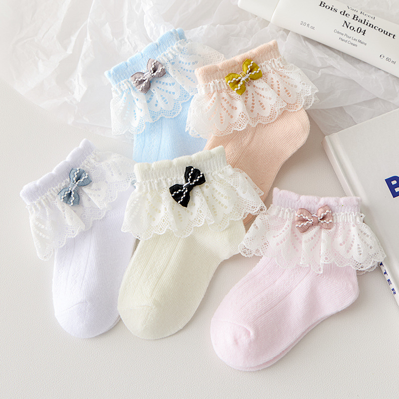 Baby socks, summer thin cotton socks, mesh newborn baby socks, 0-3 months, spring and summer non-leg-constricting children's short socks details Picture