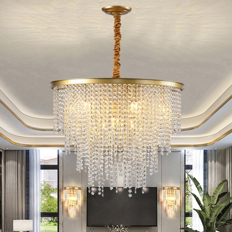 Amazon cross-border modern crystal chandelier, luxurious and grand living room lamp, American modern and simple dining room and bedroom lighting