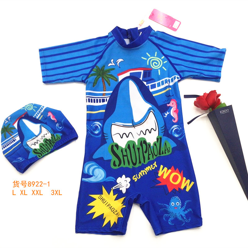 Hombre niña una pieza pequeño medio grande niño bañador bañador de niños dibujos animados protección solar estudiante swimsuit 4 tallas Specification image