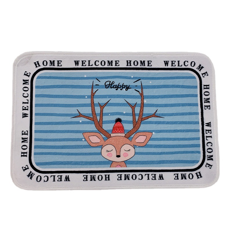 New style of fresh and light foreign trade anti-slip mat, water-absorbing imitation cashmere printed floor mat, carpet style kitchen floor mat wholesale Item Picture