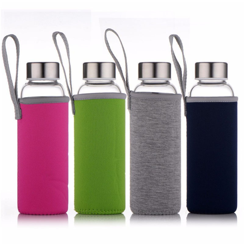 Wholesale Pure Color With Cloth Cover Anti-Ironing Sling Glass Outdoor Sports Water Cup Advertising Gift Cup Printed Logo