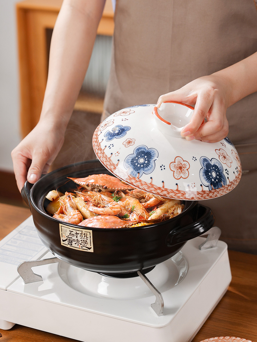 Tao Bao Wang Tang Wei Pot, a Chinese retro clay pot, a household gas stew pot, a clay pot for making soup, and a high-temperature resistant ceramic pot Item Picture