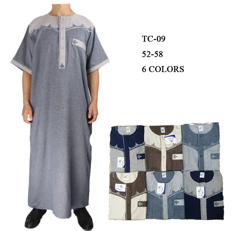 Spot wholesale aliexpress Middle East cotton and linen leisure splicing printing Arabian robe details Picture