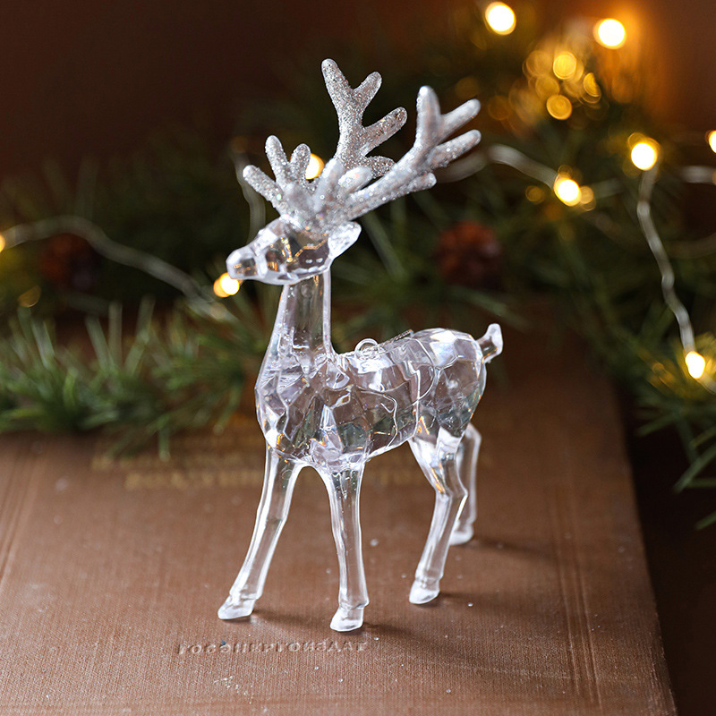 厂家直销可定制圣诞树装饰品配饰圣诞节透明亚克力麋鹿天使雪花挂饰图
