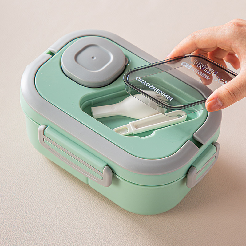 Convenient insulated lunch box, European-style oval sealed fresh-keeping lunch box, double-layer household adult lunch box, microwaveable