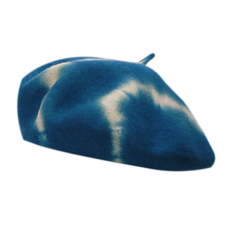 New Tie-Dyed Fine Wool Material Beret Hats For Women, Fashionable And Artistic Artist Hats For Autumn And Winter, Pumpkin Hat Trend Item Picture