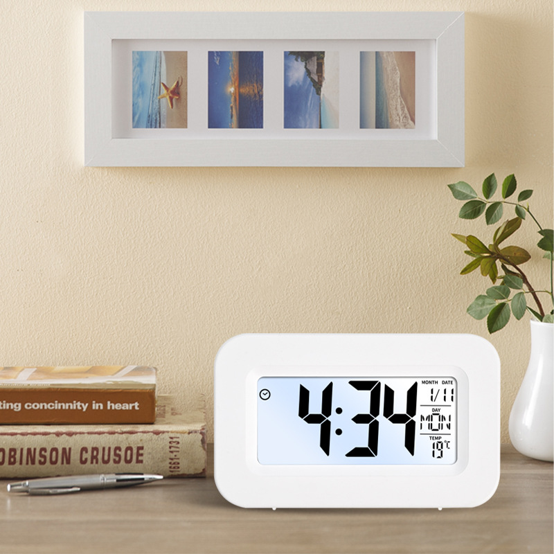 厂家批发大屏幕聪明钟电子闹钟温度背光LCD时钟简约数字闹钟细节图