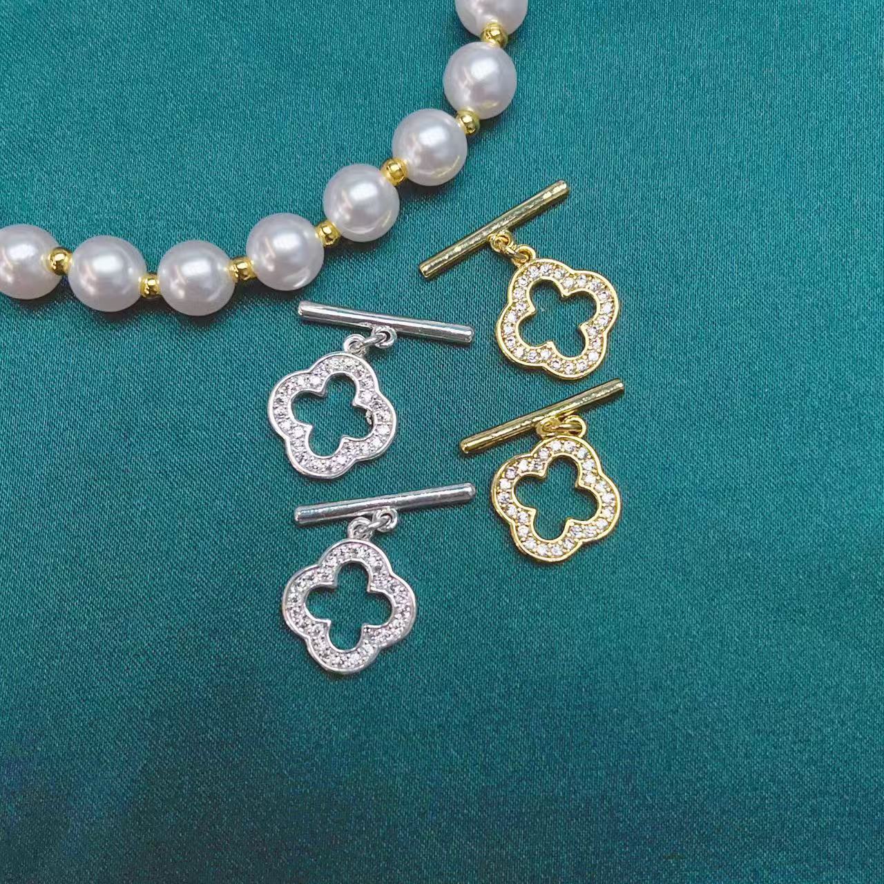 18K copper-plated real gold with slightly inlaid zircon four-leaf clover OT clasp diy bracelet necklace accessory clasp connecting clasp Application Scenario