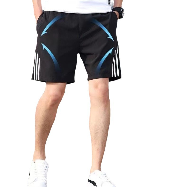 短裤男士五分裤夏季薄款速干潮流外穿跑步休闲中裤宽松运动沙滩裤白底实物图