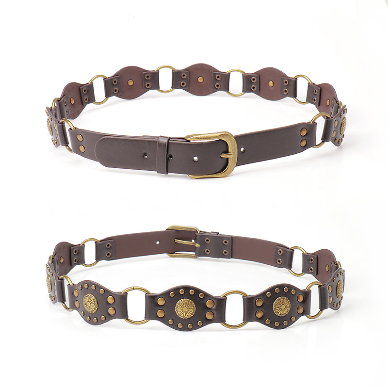 Western Denim Style Belt for Women Accessories Alloy Vintage belt for women Embellished skirt overalls Heavy Industry wide belt