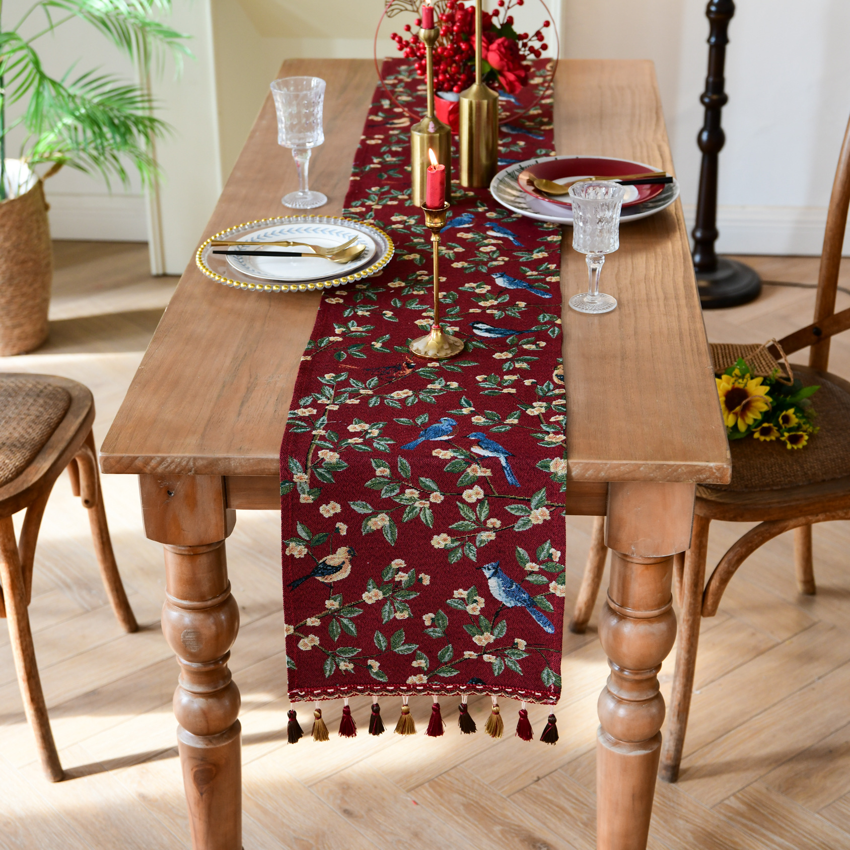 New Bohemian ethnic style heat insulation and anti-scald long strip Suzhou table flag Tea Flag TV cabinet cover wholesale from the manufacturer pic 137