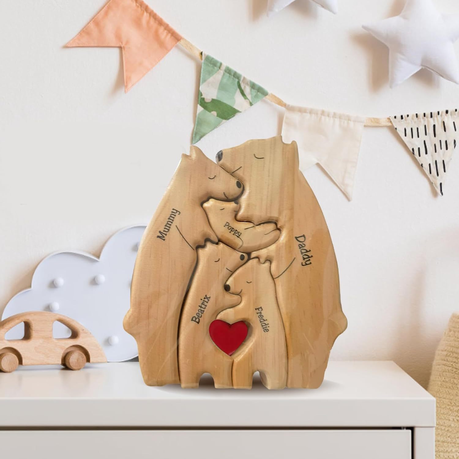 Jigsaw Puzzle, Cross-Border Bestseller, Solid Wood Hug Bear Set, Home Decoration, Mother And Son Bear, Warm Family, Wooden
