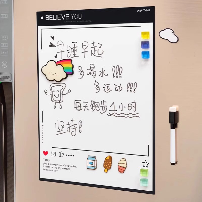 创意磁吸冰箱贴留言板可擦写磁力记事贴白板便利贴装饰日历计划表
