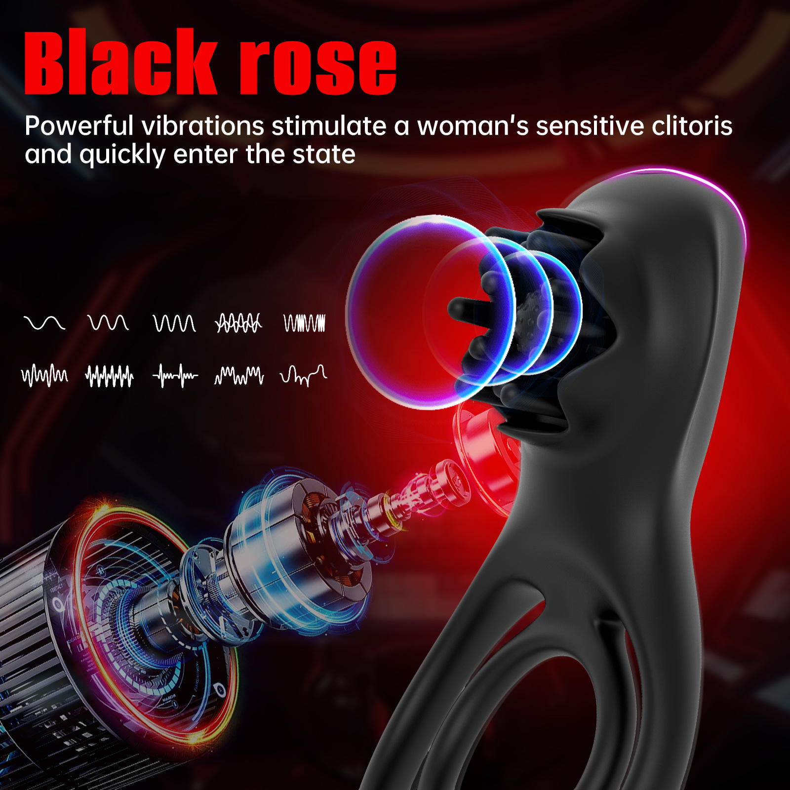 Foreign trade cross-border lock sperm ring, men's common vibration delay remote control silicone ring, sheep eye ring, fun toy products Specification drawing