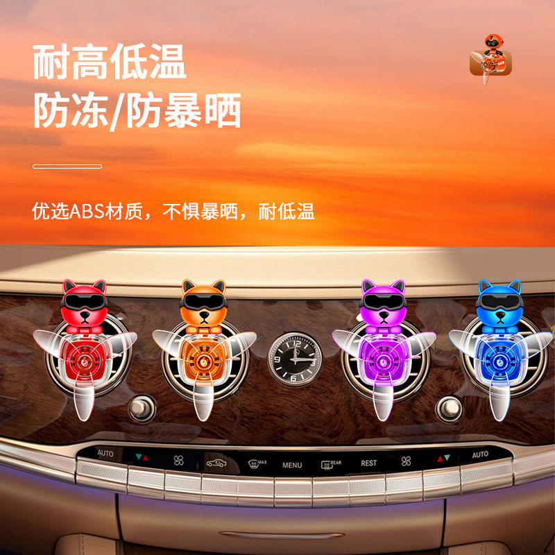Cross-border new car aroma diffuser, car perfume, long-lasting high-end air outlet clip, fan decorative item, pointed ear dog card Application Scenario