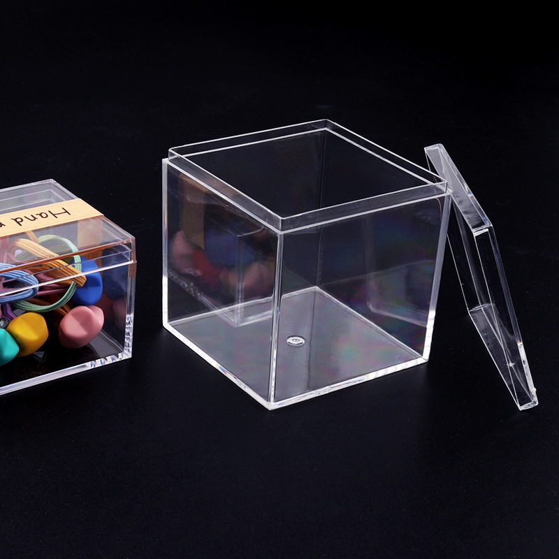 透明塑料盒子 正方形天地盖亚克力皮筋收纳盒PS包装糖果盒 透明盒详情图4