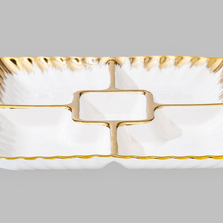 Wholesale of light luxury ceramic tableware sets, high-end gold-plated plates with gold edges details Picture