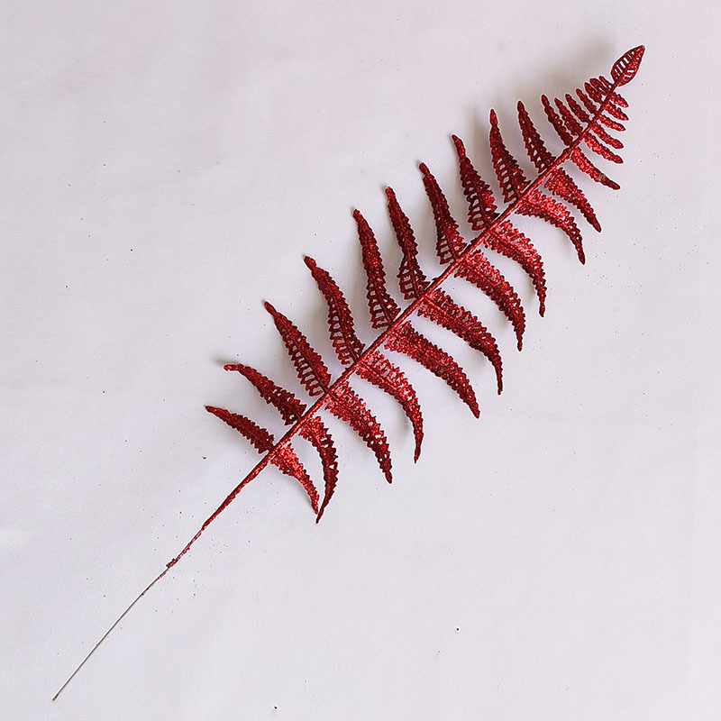 Christmas Decorations Glitter Hollowed Out Persian Leaf Gold Powder Olive Branch Christmas Tree Decoration Fake Leaves Gold Pair Leaves Cross Borders Item Picture