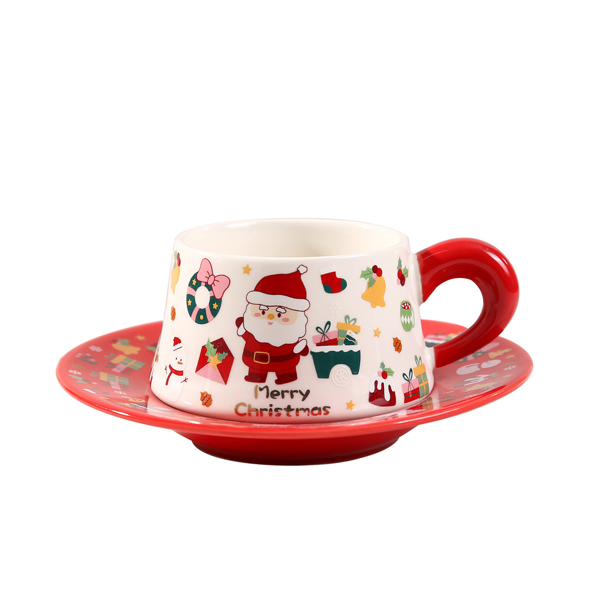 ins Creative Christmas Ceramic Coffee Cup, cross-border cup and dish set, souvenir gift, water cup, retro style mug Item Picture
