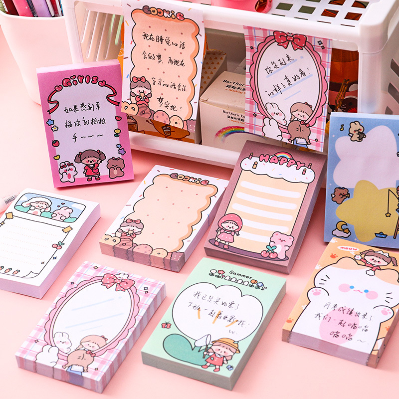 Cartoon toot Girl Post It on Instagram Girly Heart Memo Note Book Student notes n times Stick takeout note paper details Picture