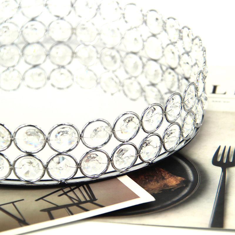 Creative European Crystal Tray Creative Hollow-Out Octagonal Beadware Home Decoration Wedding Cosmetics Storage Tray Specification drawing