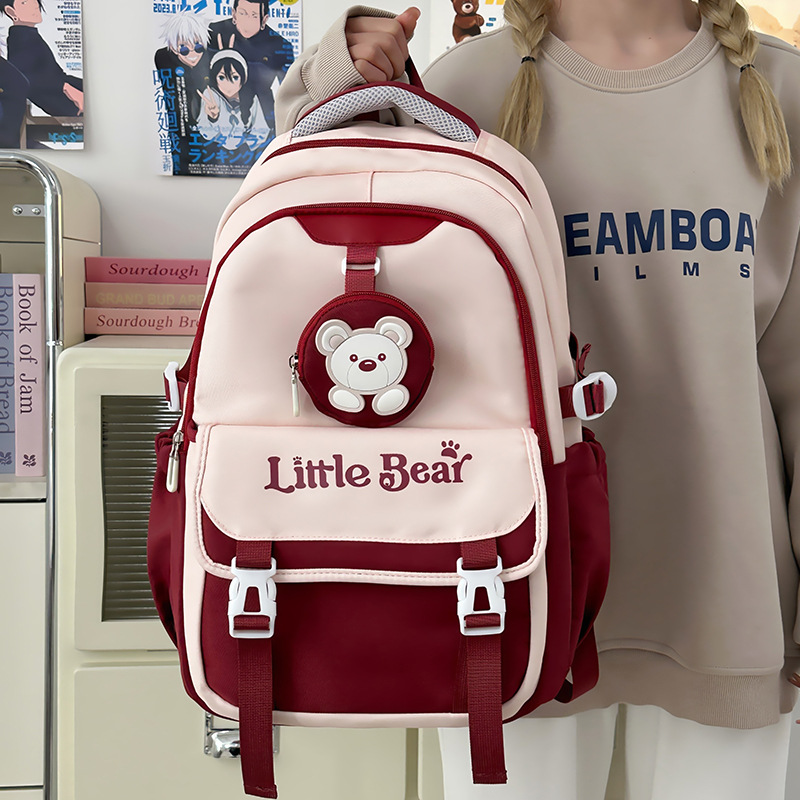 Backpack, school-style girl's schoolbag, Korean retro junior and senior high school student schoolbag, large-capacity travel backpack details Picture