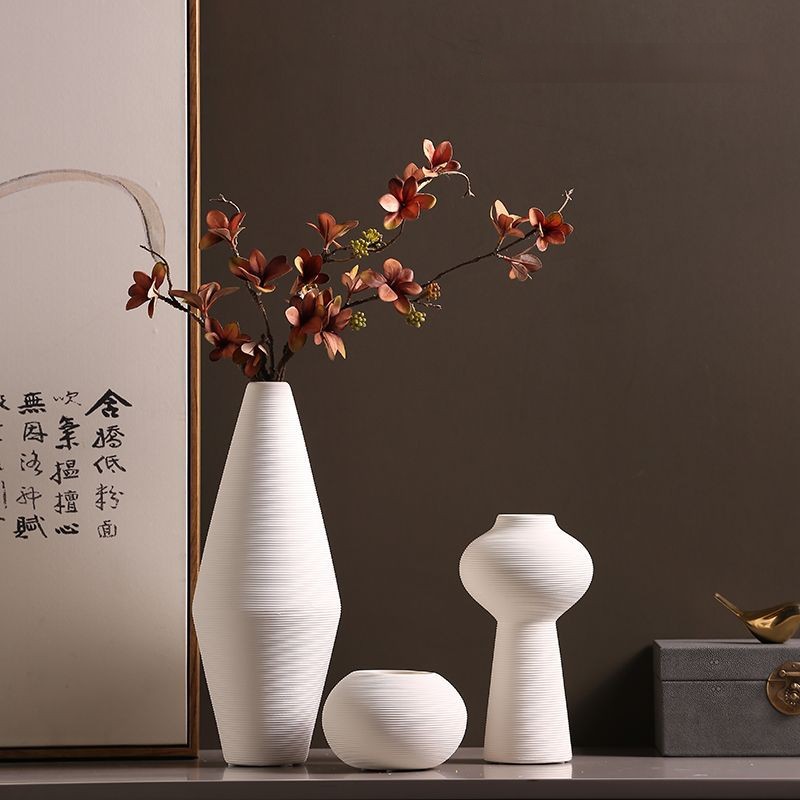Nordic Ins-style white ceramic vase ornaments, dining table, living room flower arrangements, dried flowers, TV cabinet, simple soft furnishings Specification image
