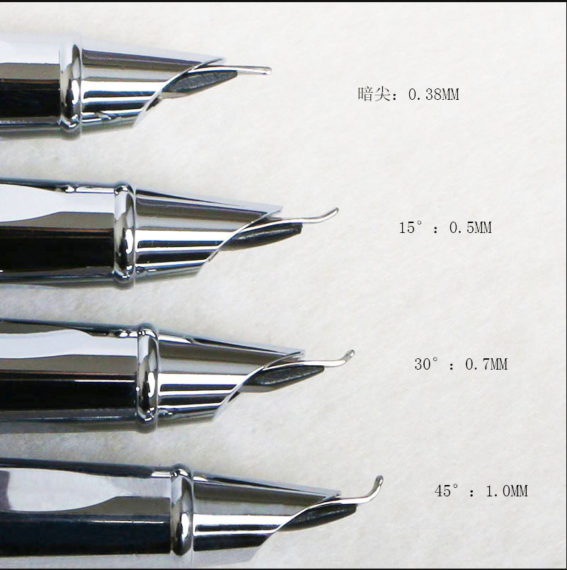 Yongsheng Art Pen, with a curved tip, thick and thin, dark tip, iridium pen tip, calligraphy, drawing, quick sketch, signature, student metal pen Specification image