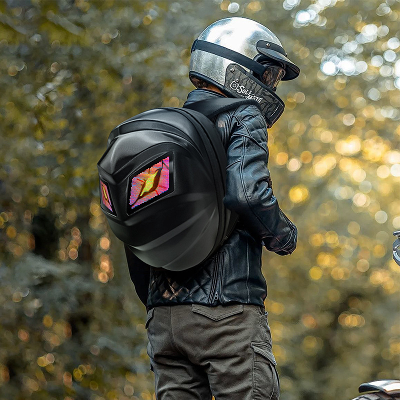 Cross-Border New Black Knight Riding Backpack Led Motorcycle Backpack Waterproof Motorcycle Riding Helmet Backpack Backpack Application Scenario