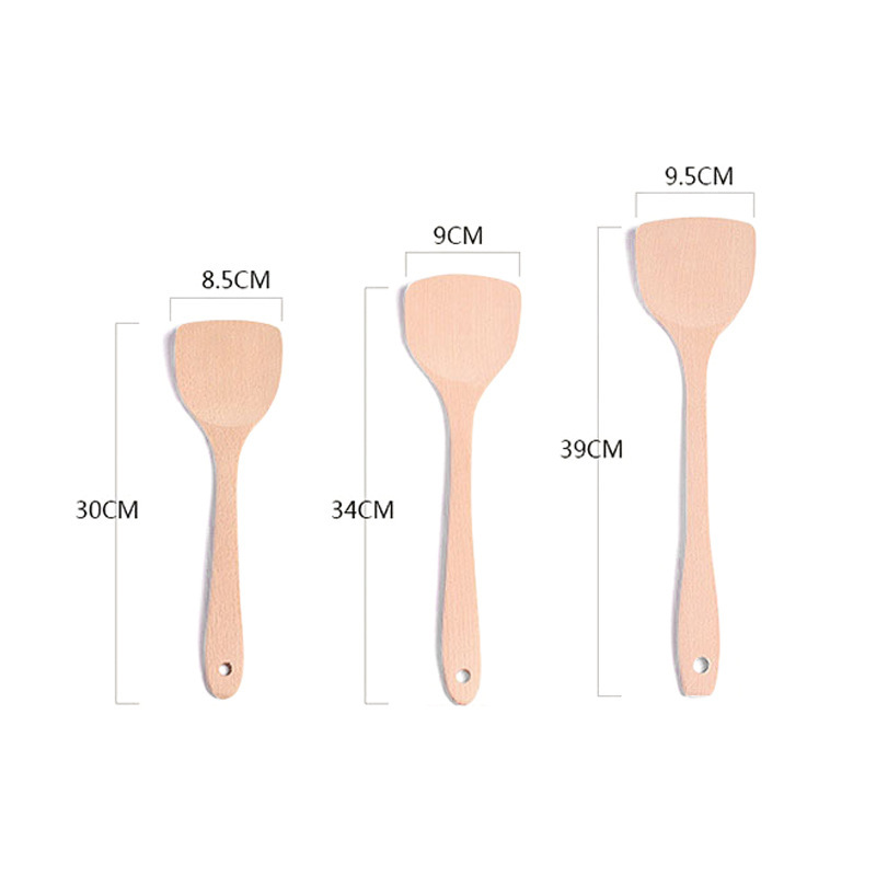 Manufacturers Selling Wooden Spatula Kitchen Utensils High Temperature Resistant Long Handle Cooking Shovel Lacquer Beech Non-Stick Special Wooden Shovel Item Picture