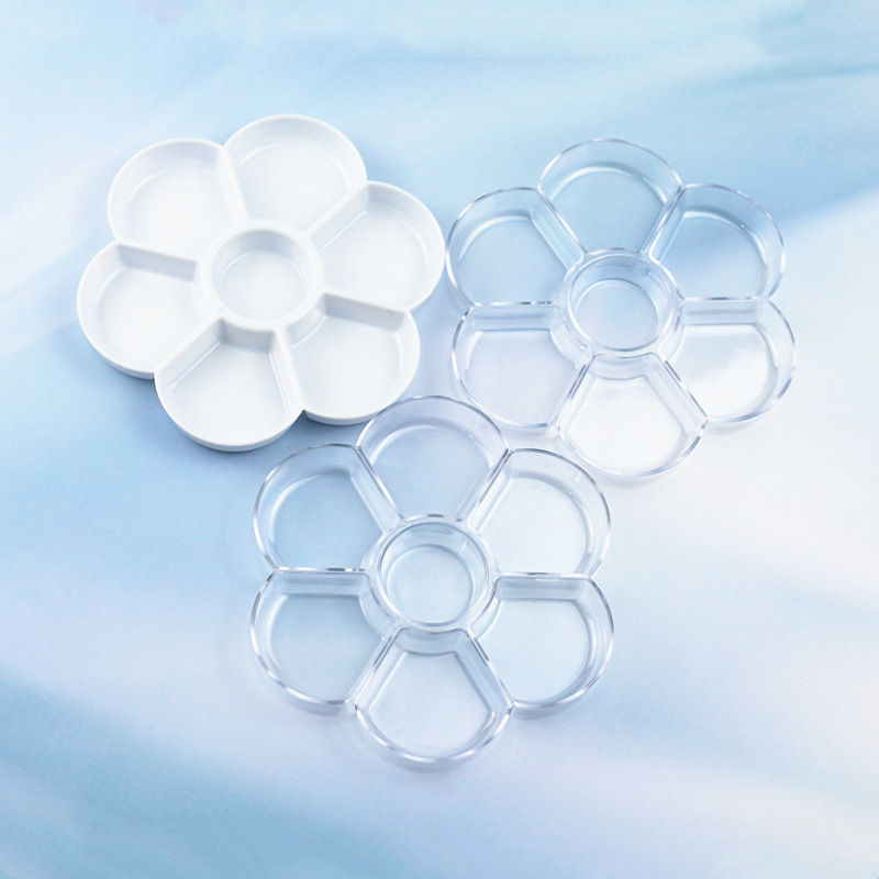 7-Hole Plum Blossom Palette Transparent Plastic Palette Fine Art Painting Palette Acrylic Palette
