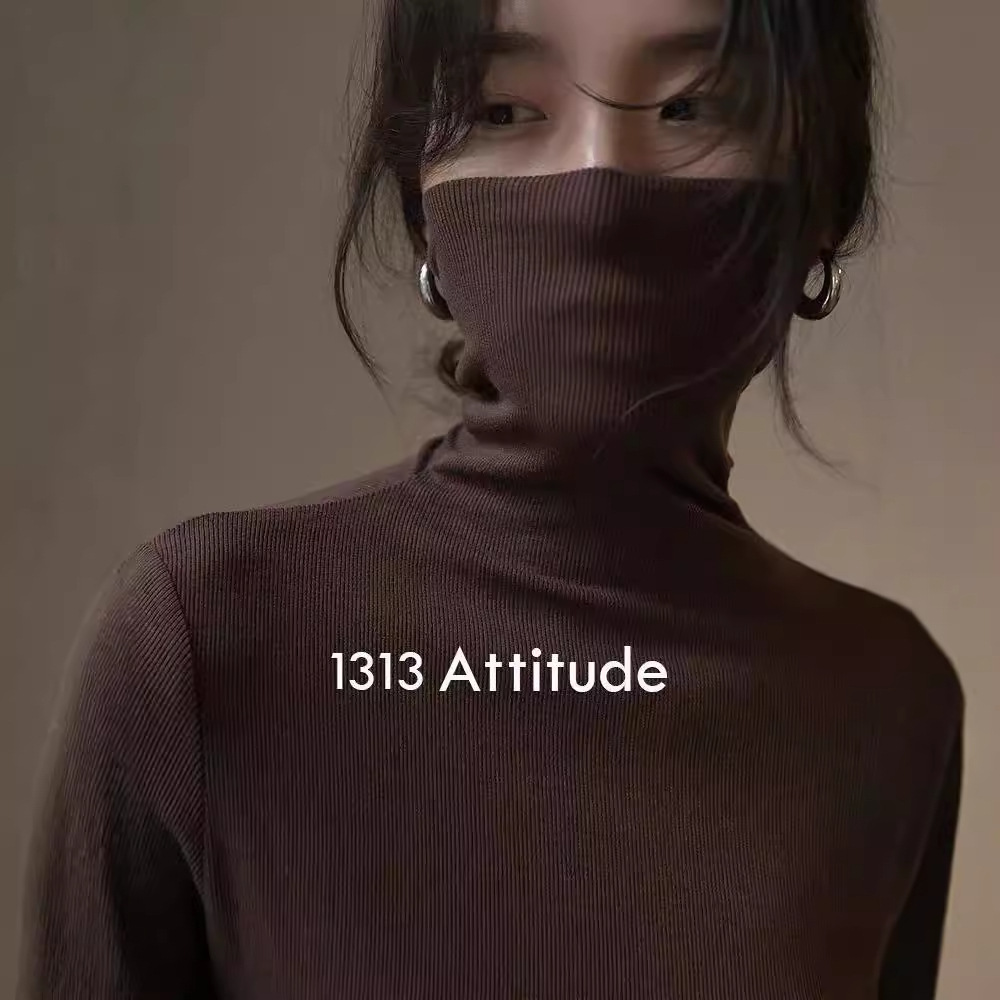 1313内搭王 加绒款七色堆堆高领弹力打底衫女秋季黑咖杏色长袖T恤