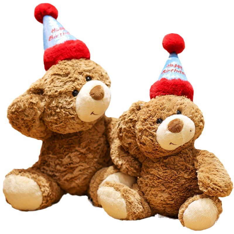 New Birthday Hat Teddy Bear Plush Toys To Girls Children's New Year Gift Bear Dolls Wholesale Item Picture