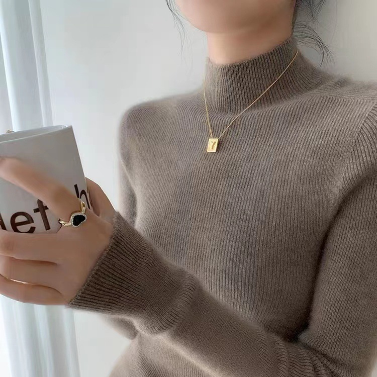 一线成衣半高领羊绒衫女纯色山羊绒修身显瘦薄款针织衫打底毛衣