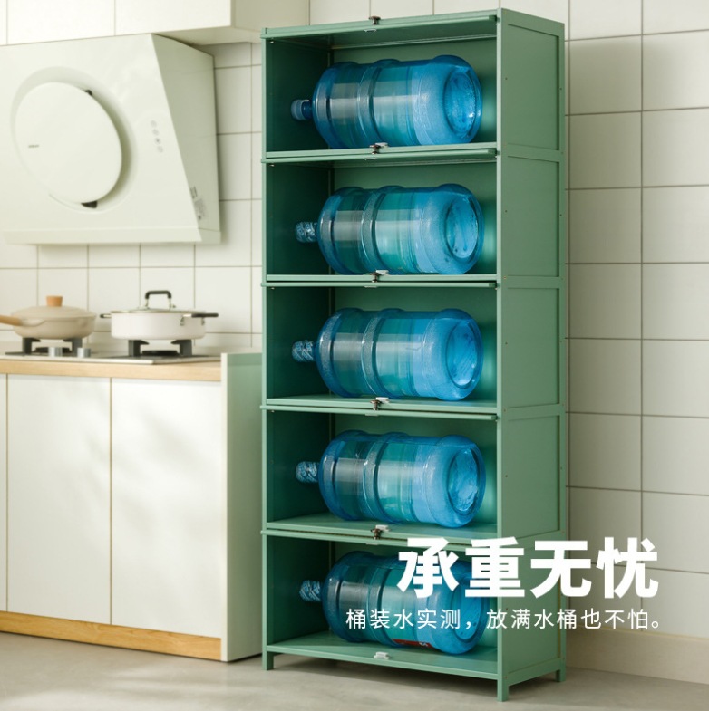 Kitchen supplies storage cabinet, floor-standing multi-layer bowl cabinet, living room, bedroom, balcony storage rack, miscellaneous storage rack, bookcase with door Specification image