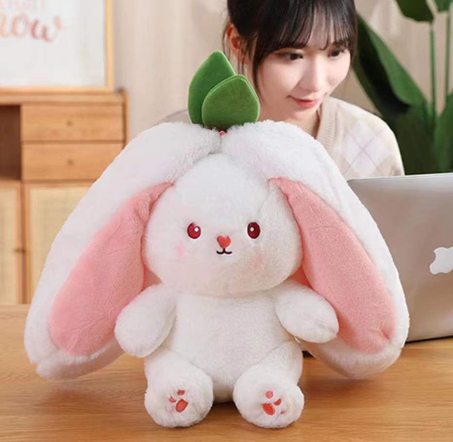Strawberry Rabbit Doll Transformed Into A Small Rabbit Doll Doll Carrot Rabbit Plush Doll Girl Sleeping Pillow details Picture