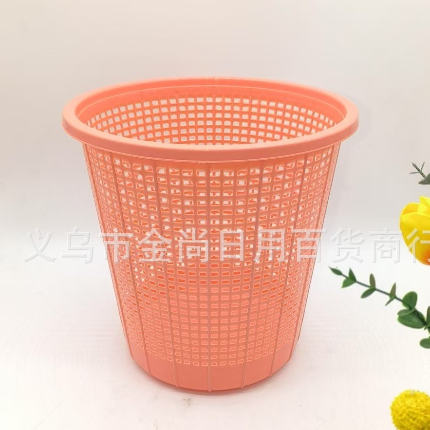 Wholesale simple household hollowed-out trash cans, plastic wastebaskets without pressure rings, and simple kitchen and bathroom storage buckets details Picture