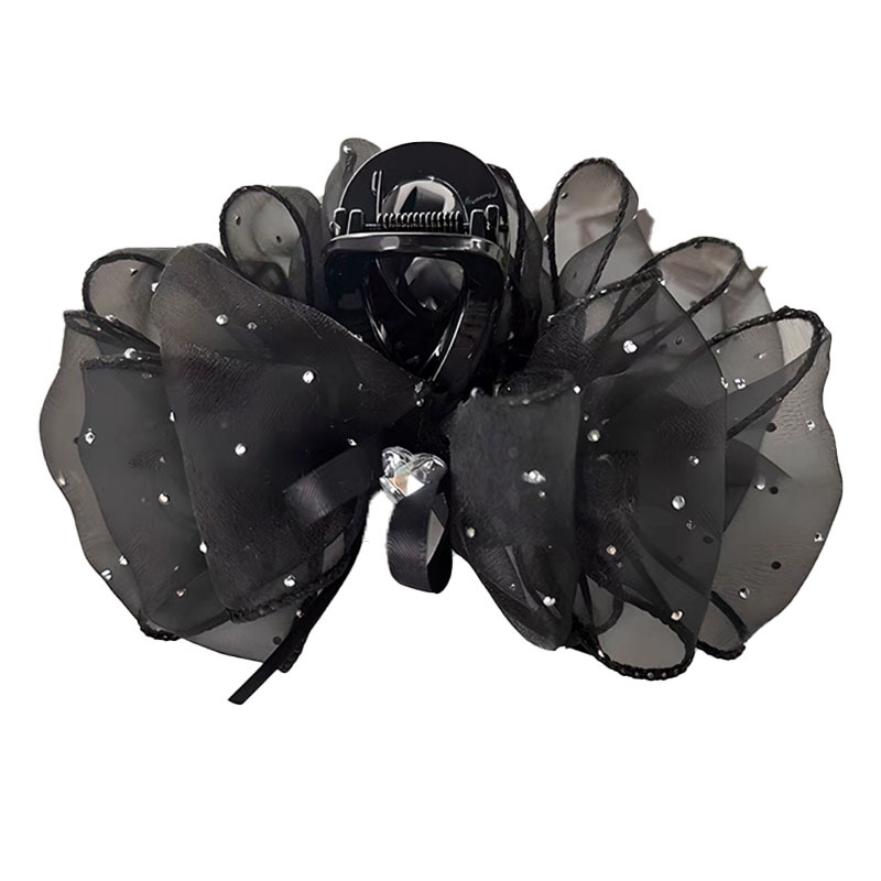 Premium Sense Cloud Dot Mesh Clip Female Full Star Rhinestone Bubble Back Head Shark Clip Bow Hair Clip Item Picture