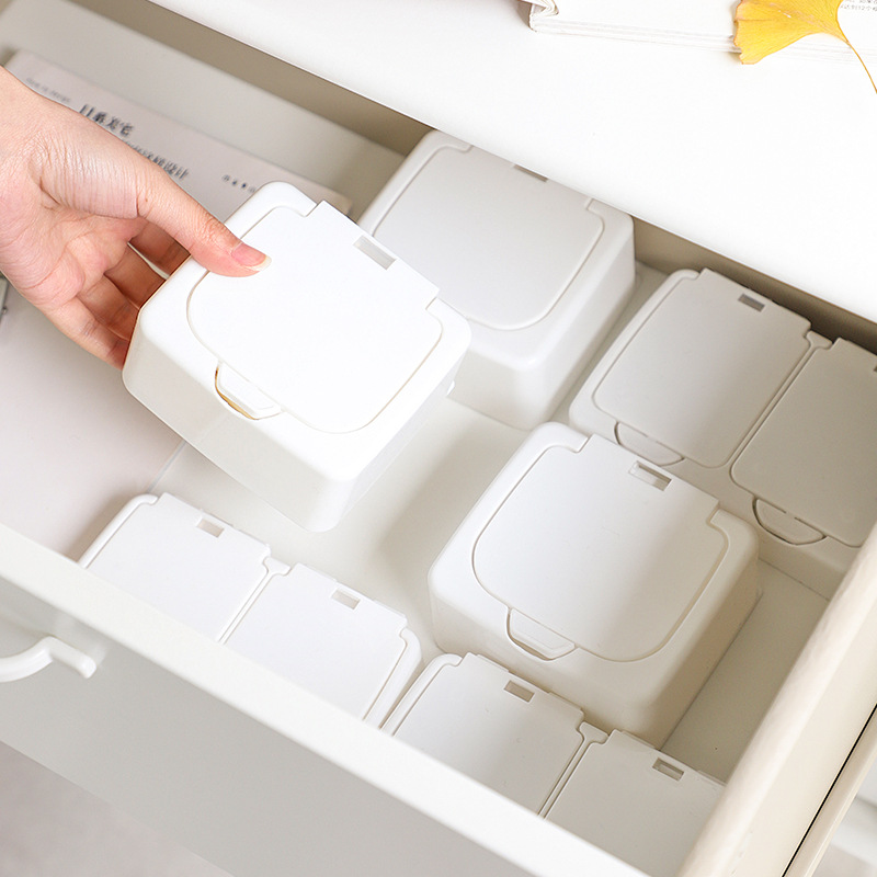 Mini desktop storage box with lid, pop-up window, cotton swab, cotton pad, plastic dust-proof, student ins miscellaneous storage box Specification image