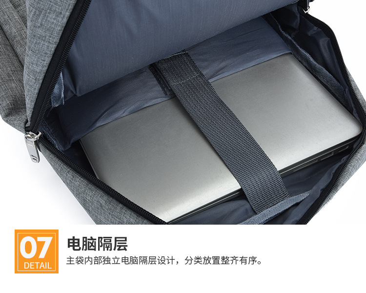 电脑包 多功能电脑包男简约休闲双肩包USB充电轻便休闲学生书包详情36