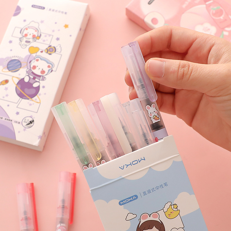 Cartoon Direct Liquid Neutral Pen Box Large Capacity Signature Pen Set Students Brush Questions Note Number Pen Wholesale Specification drawing