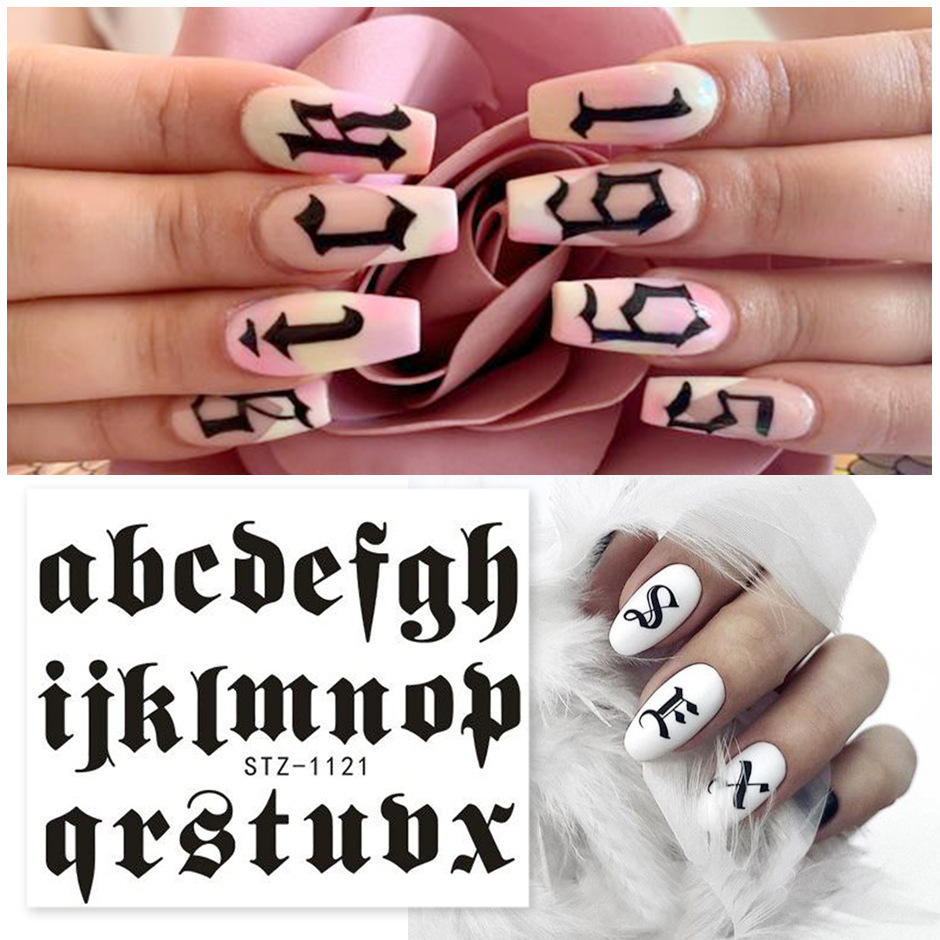 Cross-border source nail stickers, retro Chinese style, ins personalized black and white snake Dragon flame watermark nail stickers Nail Specification image