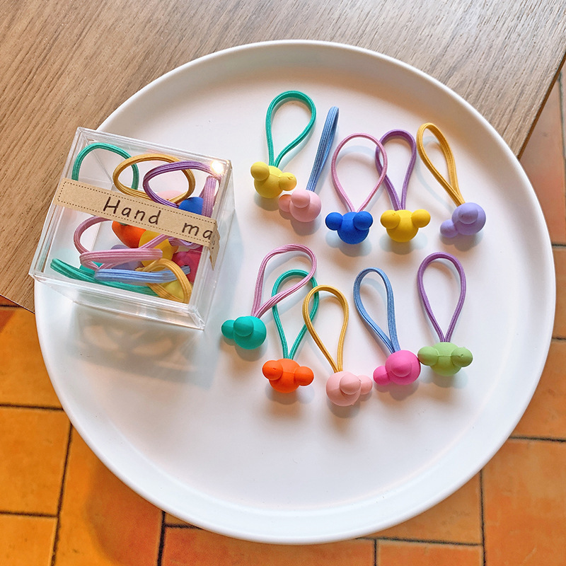 Korean Cartoon Children's Hair Accessories Candy Color Baby Leather Band 10 Colorful Head String Five-Pointed Star Hair Band Specification drawing