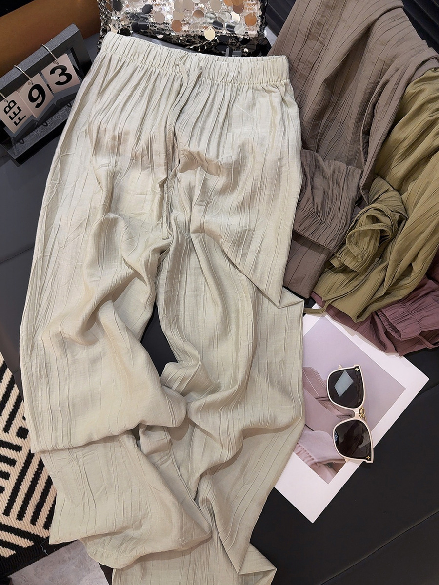 Ice Silk Cotton Hemp Wide Leg Pants Women 2024 New Lazy Casual Summer Thin Thin Thin Thin Sense Of Small Man Yamamoto Pants details Picture