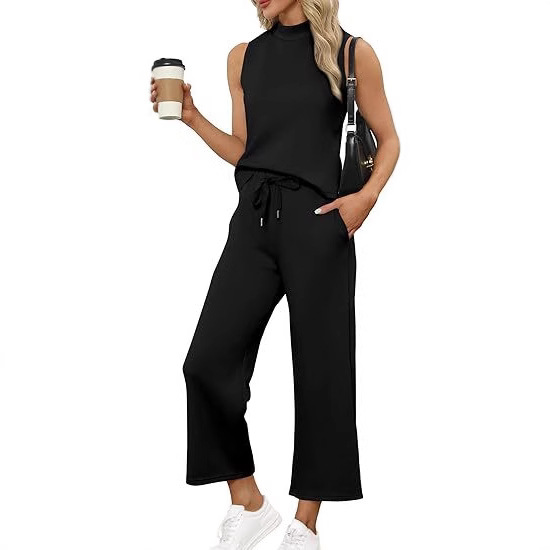 European and American cross-border women's suit, vest top, casual caprix pants, wide-leg pants, 2025 new summer clothing for women Application Scenario