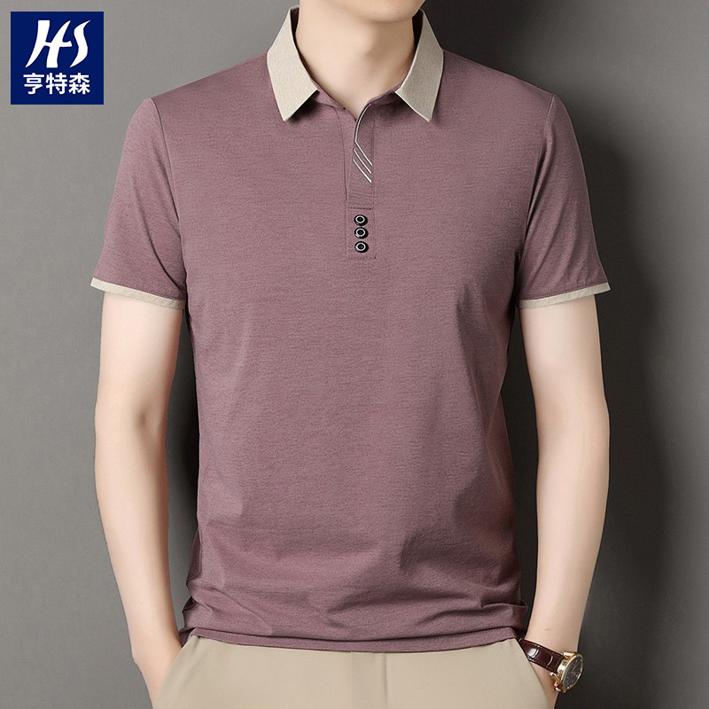 Cross-border scissor-neck short-sleeved polo shirt for men 2025 summer new style casual ice silk breathable men T-shirt wholesale