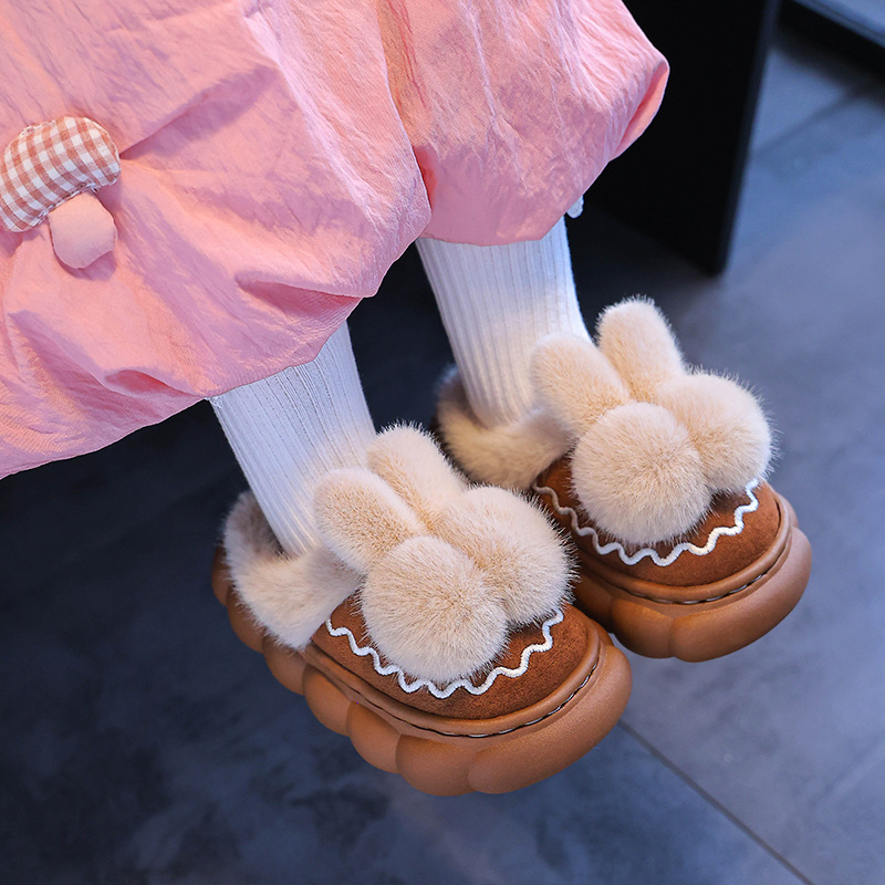 Winter children's cotton slippers for boys and girls, warm with fleece and anti-slip, parent-child small and medium-sized children's home bag cotton slippers Specification drawing