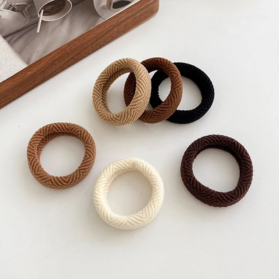 Milk Coffee Color Thick High Stretch Towel Ring Durable And Non-Damaging Hair Ponytail Hair Rope Simple Temperament Tied Hair Band Scrunch
